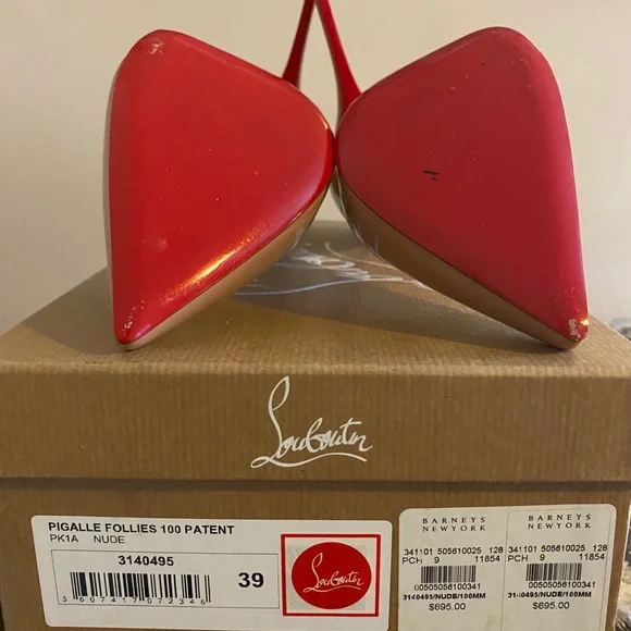 Authentic Louboutin !Pigalle Follies Patent Nude! - Picture 2 of 5